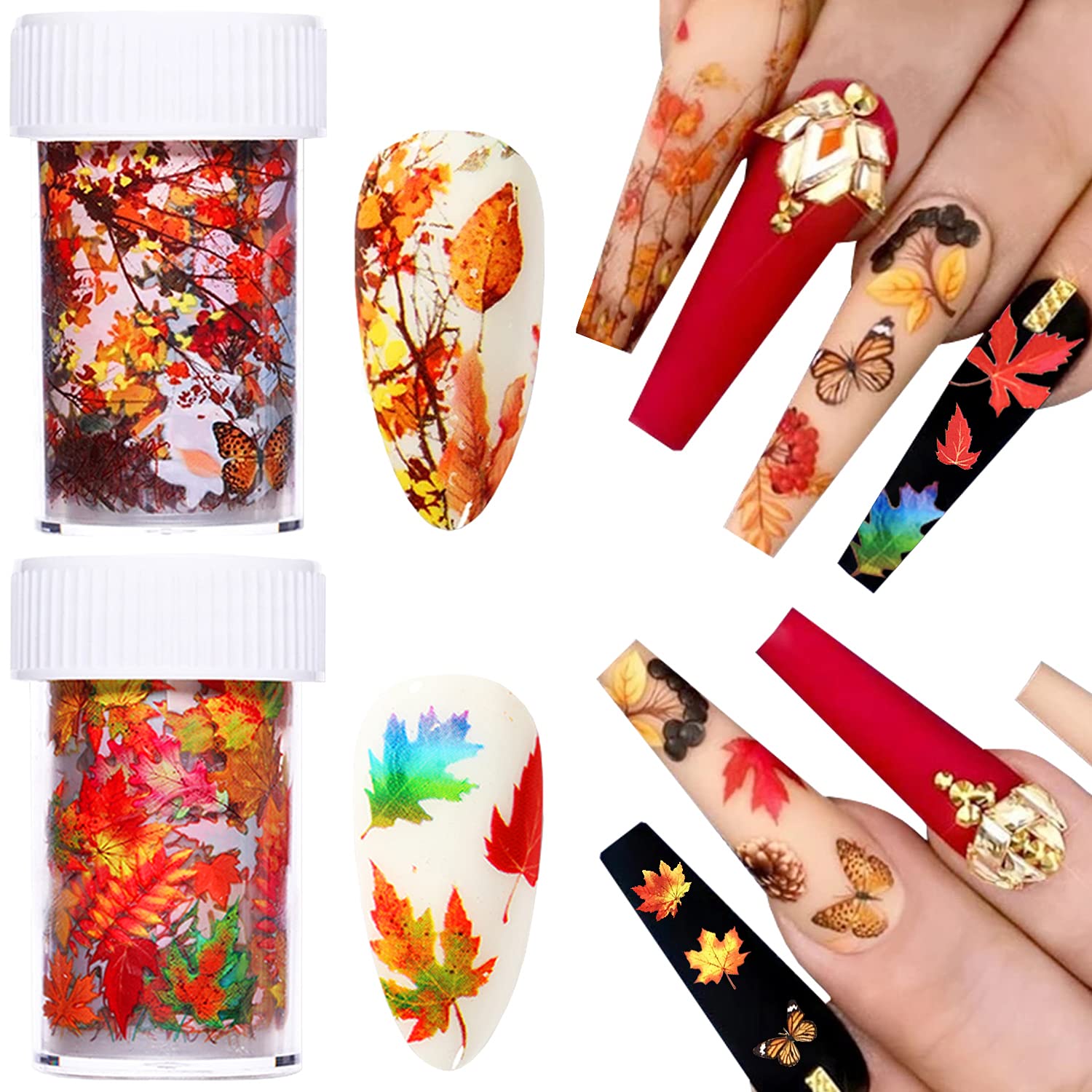 Amazon.com: Fall Nail Foil Transfer Stickers Maple Leaf Nail Foils Decals Fall  Nail Art Stickers Flowers Maple Leaves Autumn Nail Designs Thanksgiving Nail  Stickers for Women Girls Nail Decoration (2 Rolls) :