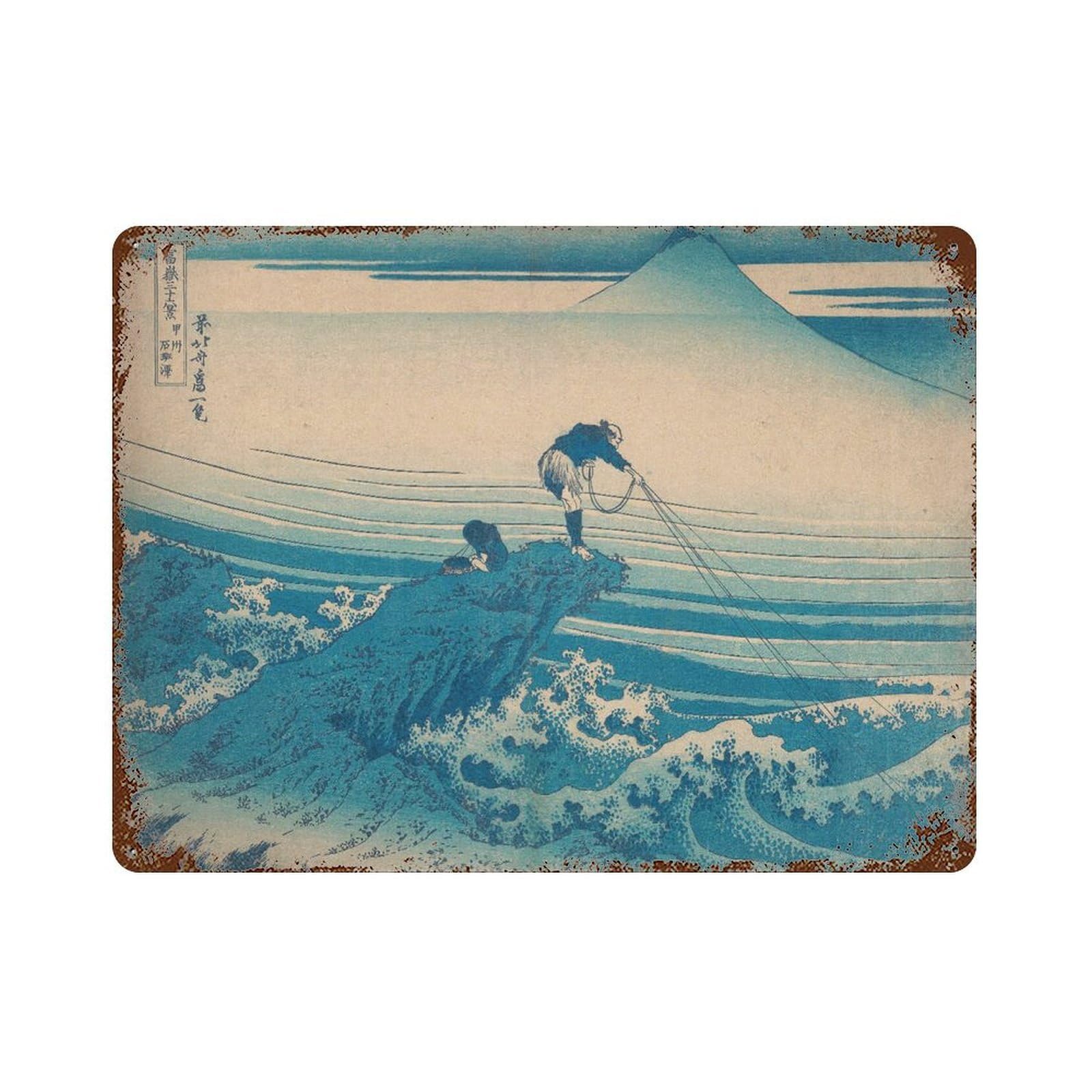 xiaoxiaoshen Hokusai Kajikazawa Japanese Decor Wall Decor Art Metal Tin Poster Modern Home Decor Art Home Bar Shop Decorations Vintage Sign 30x40cm