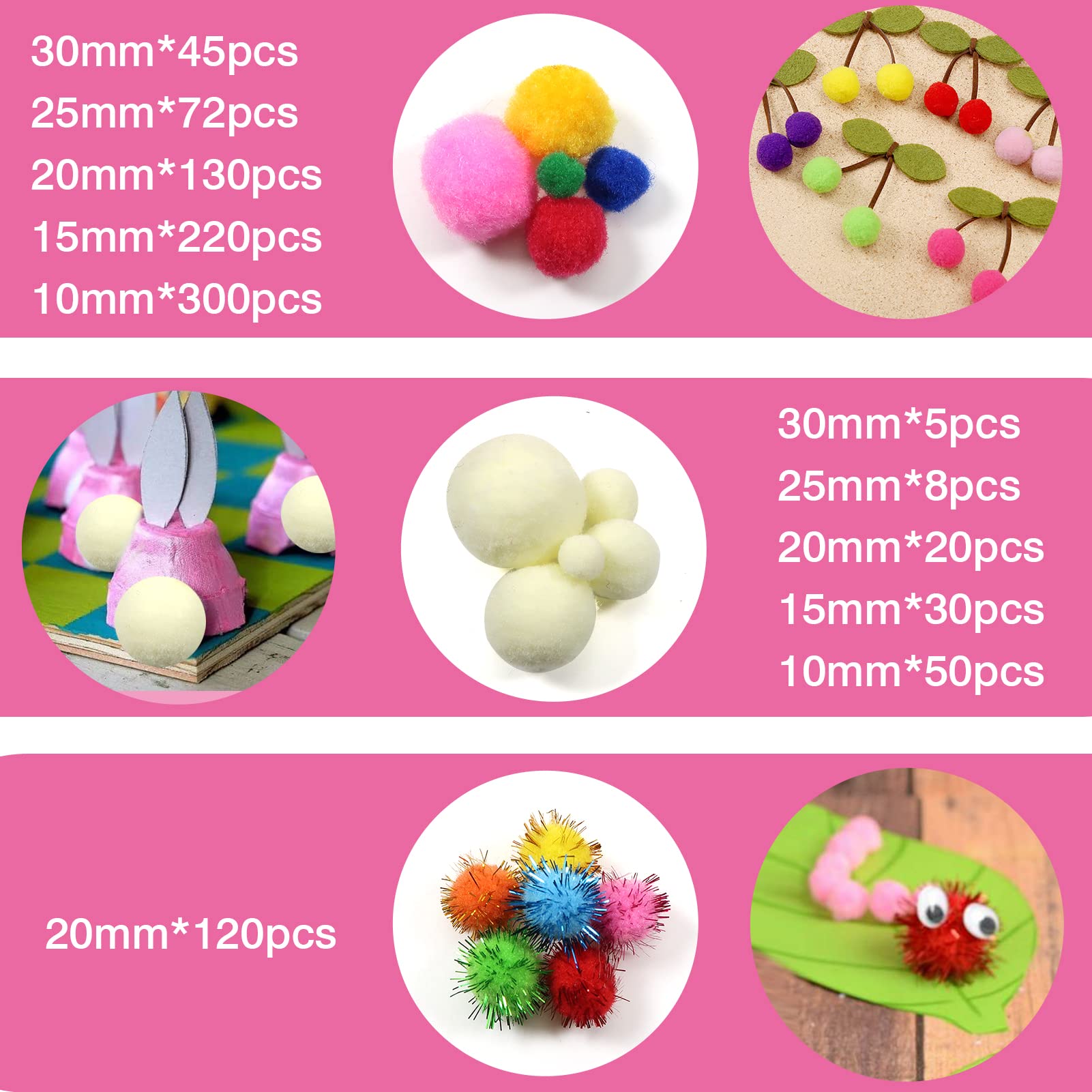 TOAOB 1900 Pompons – 10 Mm Pluche Balletjes In 45 Kleuren, Ideaal Voor Knutselen, Feestdecoratie En Creatieve DIY-projecten