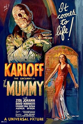 The Mummy - Póster de película de terror retro vintage de Boris Karloff de 1932, mercancía de película de terror, decoración clásica de monstruo