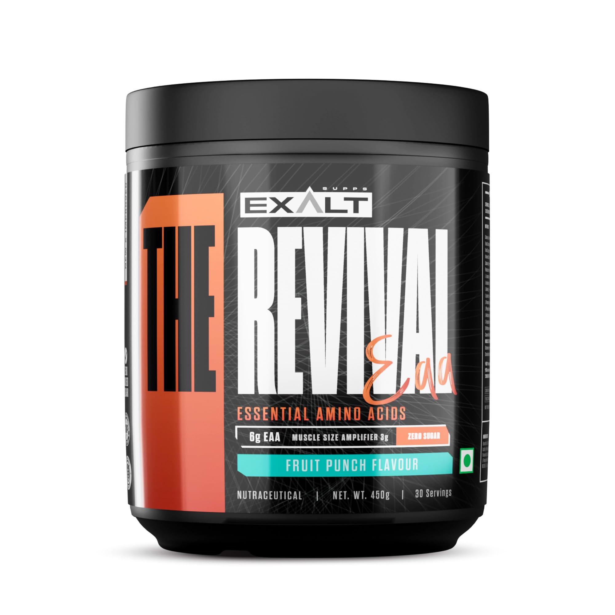 [BRSROCY5BN7WYHQU] The Revival Essential Amino Acids (EAA) | 450 gm | 30 Servings | 6000mg EAA | Zero Added Sugar | Muscle Recovery | Increased Endurance (Fruit Punch)