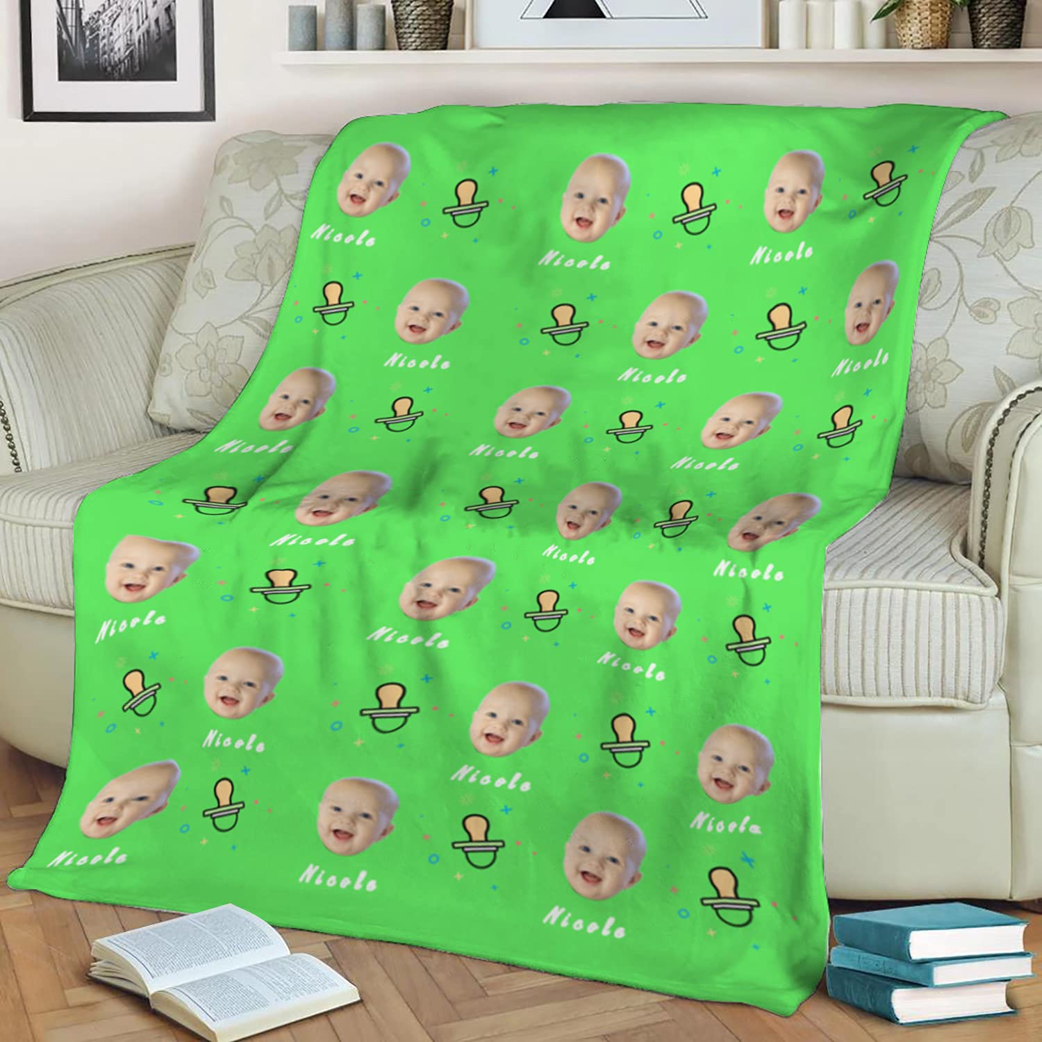 Coperta Personalizzata Facce,coperta Personalizzata Neonato Con Foto E Nome,360 Grammi Morbida Confortevole Coperta In Pile,neonata,neonato,bambino,Foto Regali Originali (59"x78"/150x200cm)