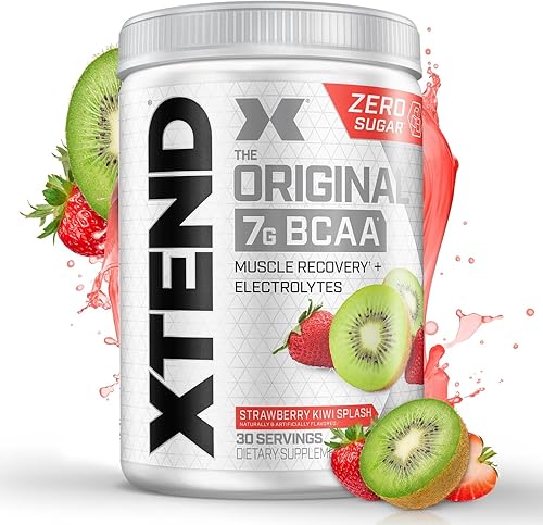 Miniatura 65 de XTEND Original Polvo de BCAA sabor Frambuesa azul, para bebida de recuperación muscular sin azúcar con aminoácidos, para después del entrenamiento,