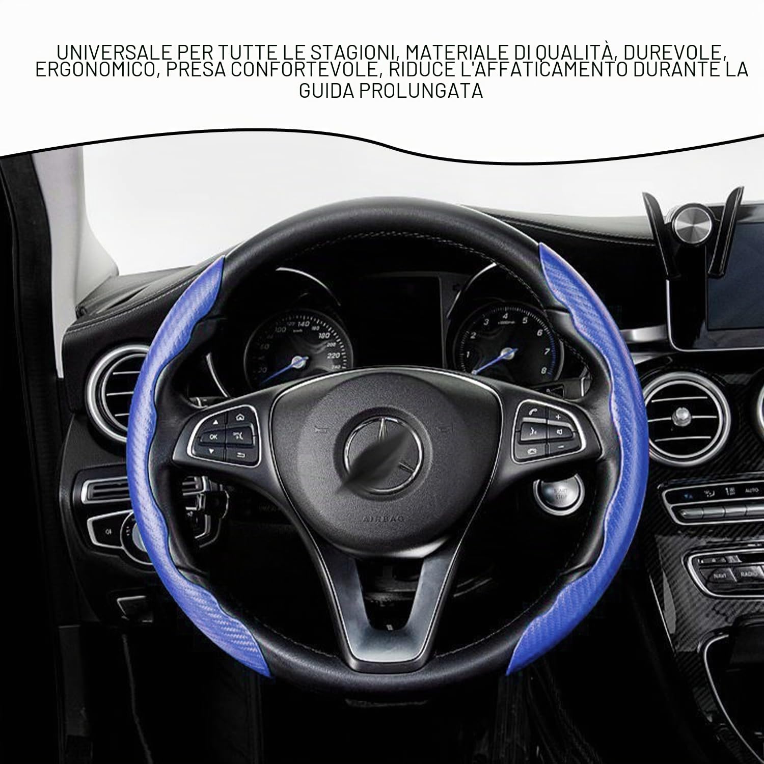1 Paio Di Coprivolanti, 1 Pezzo Di Tappetino Antiscivolo, Coprivolante In Fibra Di Carbonio, Coprivolante, Copriauto, Volante Segmentato Antiscivolo Per Auto