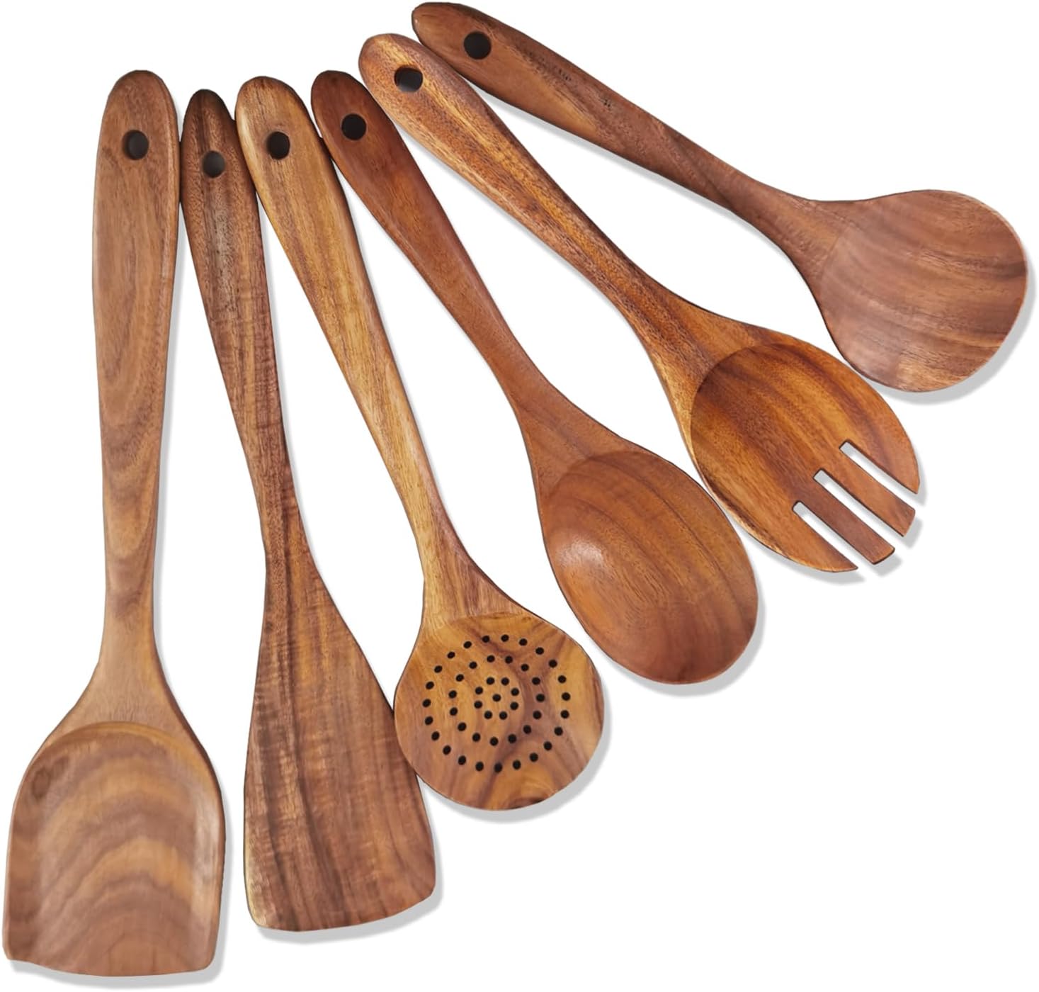 Kitchen 6-Piece Wooden Spoons for Cooking, Acacia Wood Cooking Utensils Set, Durable, Heat Resistant, Wooden Kitchen Utensils Set for Nonstick Pans and Cookware Kitchen 6-Piece Wooden Spoons for Cooking, Acacia Wood Cooking Utensils Set, Durable, Heat Resistant, Wooden Kitchen Utensils Set for Nonstick Pans and Cookware