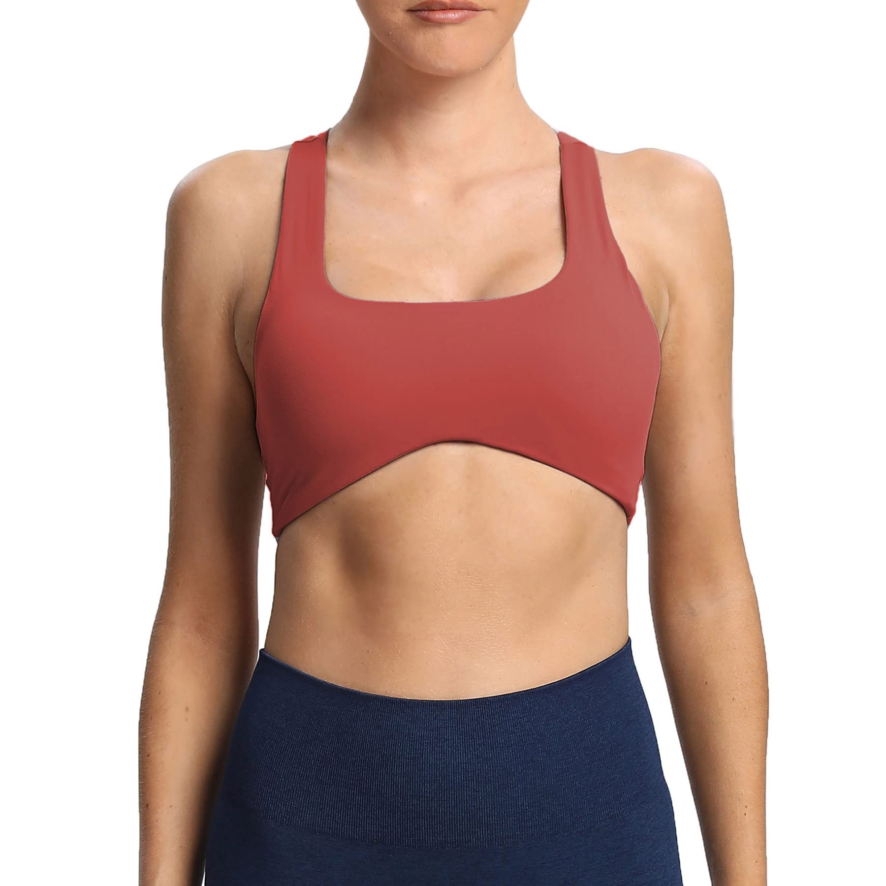 Aoxjox Women's Workout Sports Bras Fitness Backless Padded Define Sculpt Racerback Bra Yoga Crop Tank Top