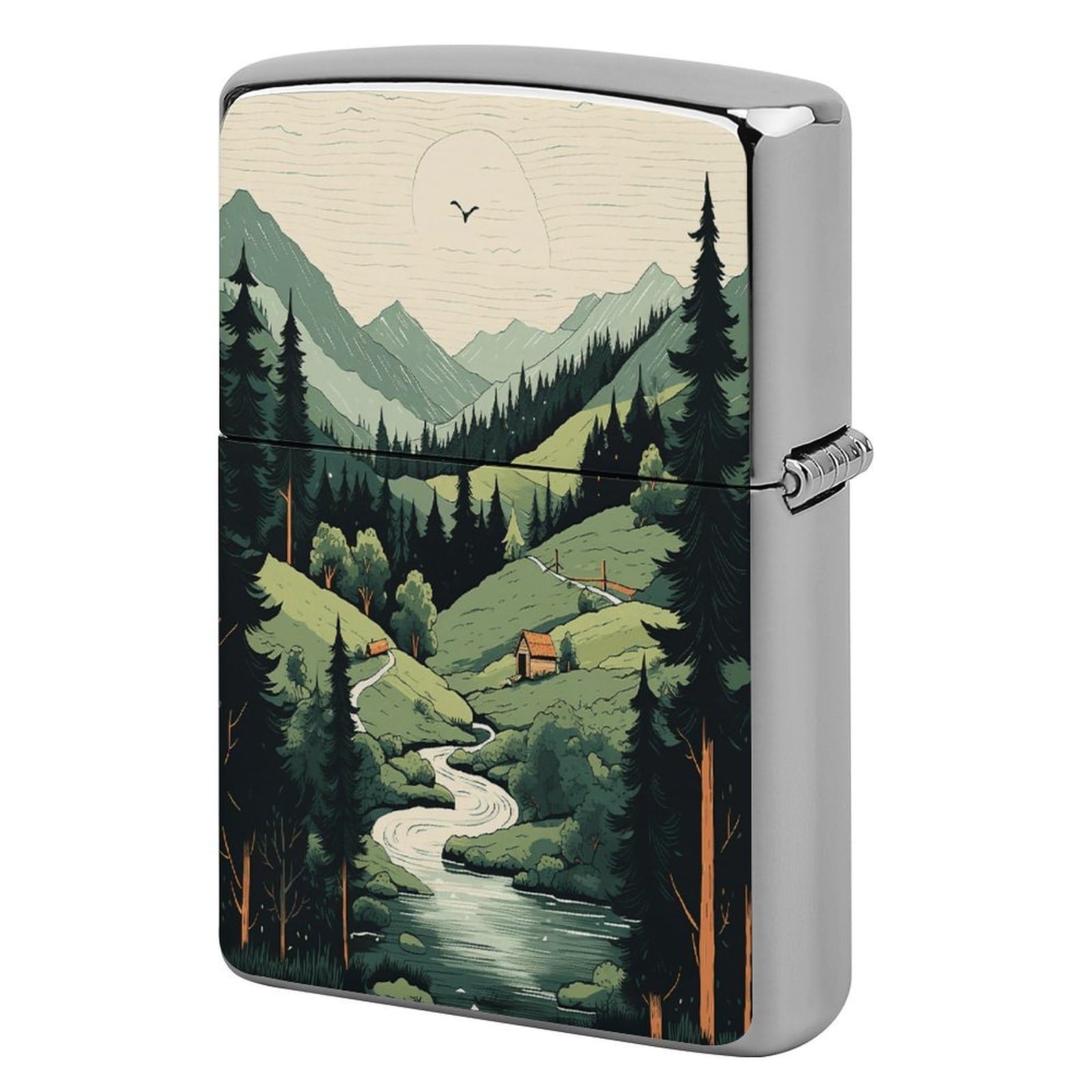Fekiloot Style Outdoor Landscape Lighter Case Cover Metal Lighter Case