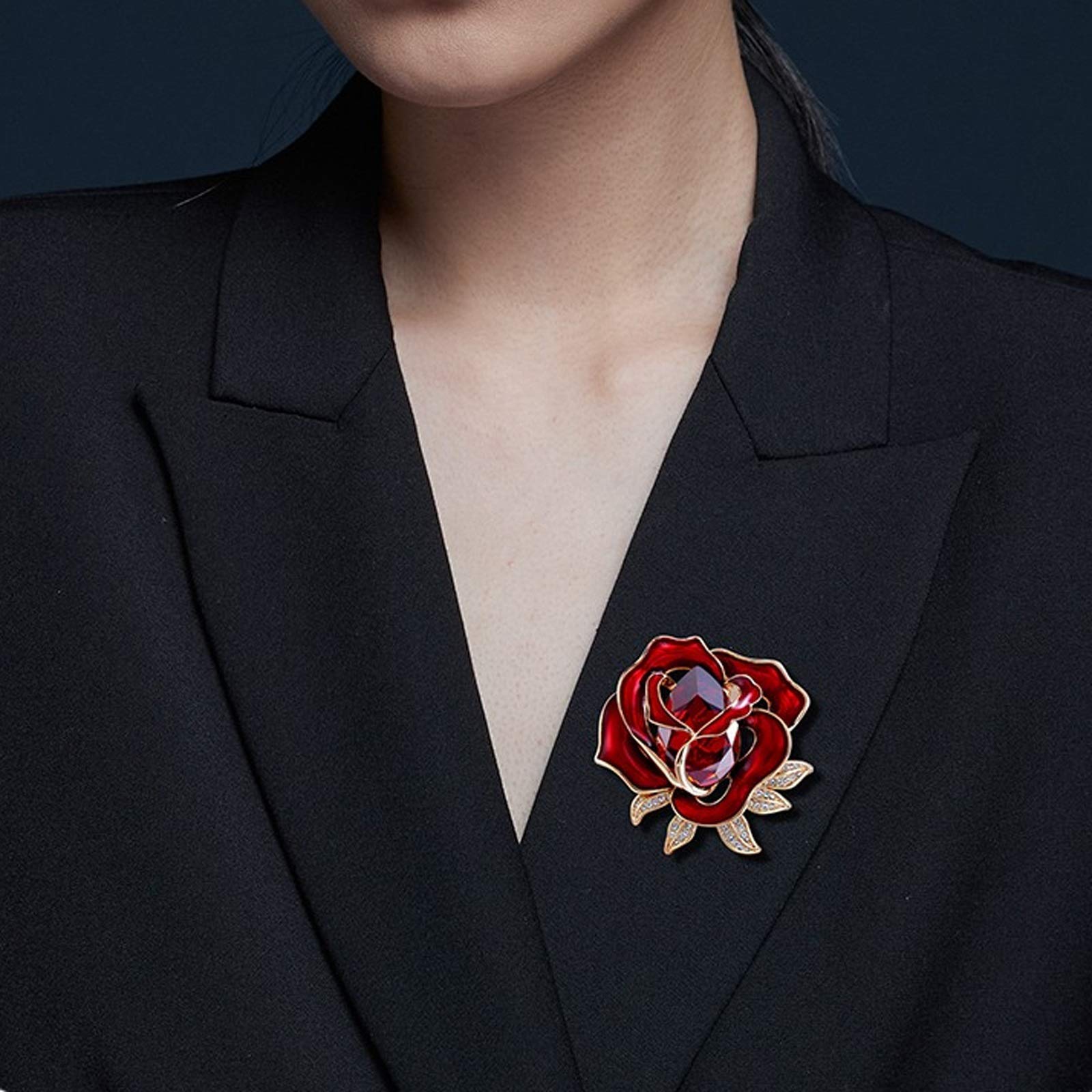 Broszka Pin dla Kobiet Mężczyzn Unikalna Róża Broszka Elegancka Damska Korsarz Akcesoria Klapa Szalik Ubrania Korsarz Panie Urodziny Ślub Bal Walentynkowy Dekoracyjny Ślub Urodziny