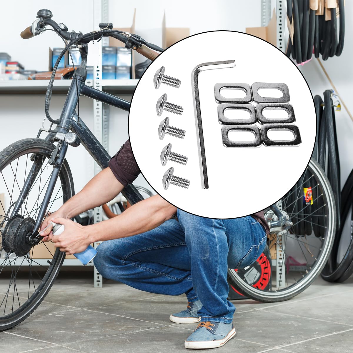 Sarini Set di Viti, rondelle e distanziatori per Pedali per Bicicletta Look KEO, Kit di Fissaggio per tacchette Durevole per Scarpe da Bici da Strada