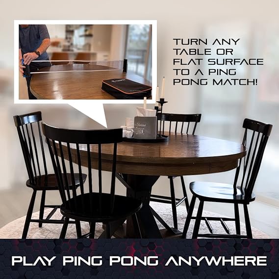 Premium Retractable Ping Pong Net for Any Table - Portable Table Tennis Net -Ping Pong Net with Clamps -Table Tennis Accessories -  with Large Storage Bag