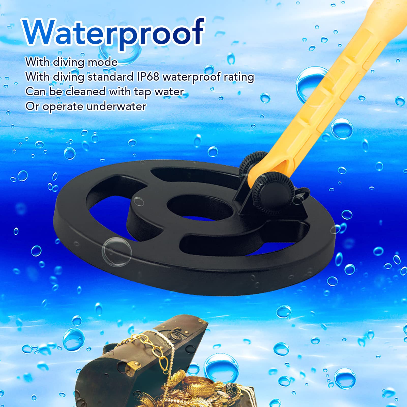 Detector de Metales, Detector de Oro a Prueba de Agua IP68 de Mano, Buscador de Metales Recargable de Alta Sensibilidad, Fácil de Operar para Adultos y Niños