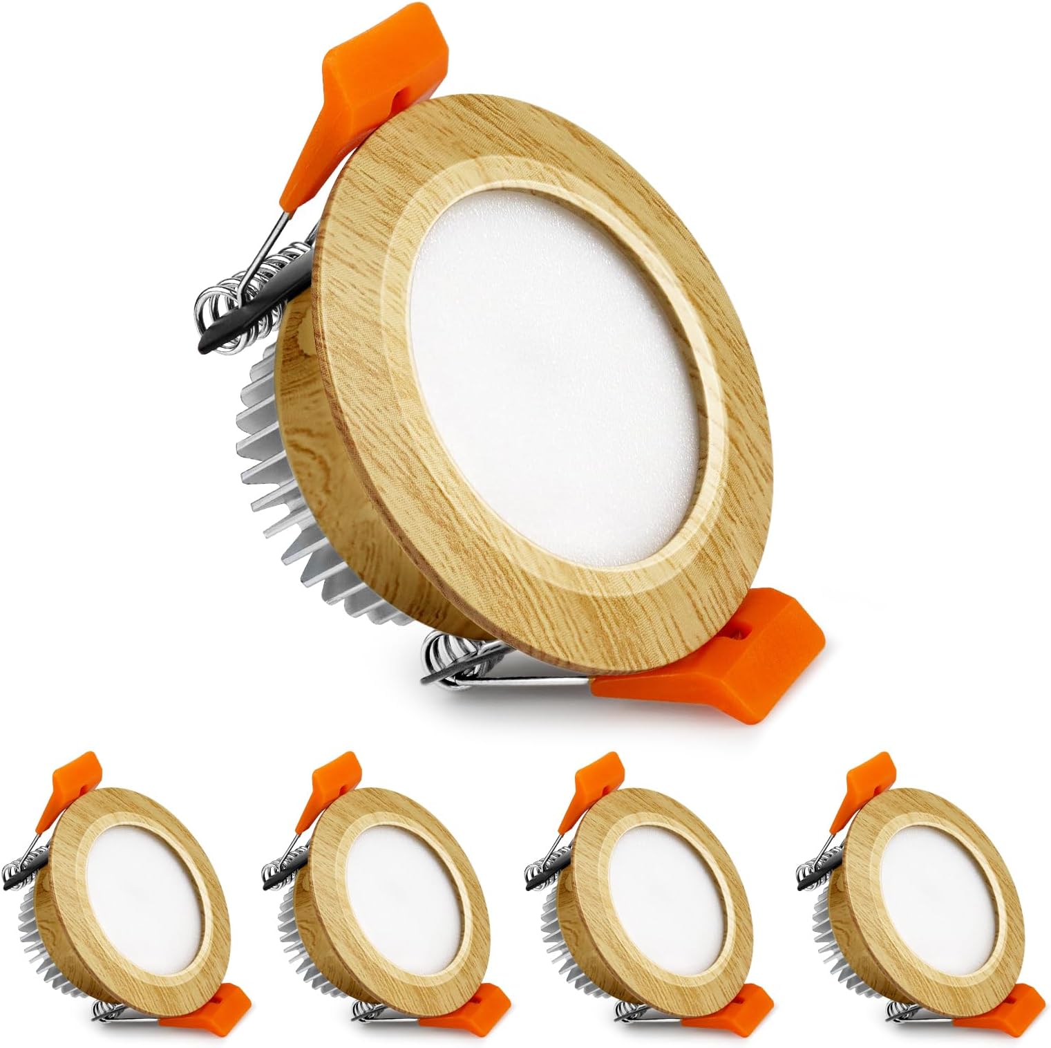 YGSTech 2 Inch LED Recessed Lighting, Wood Grain Style Dimmable Downlight, 3W(35W Halogen