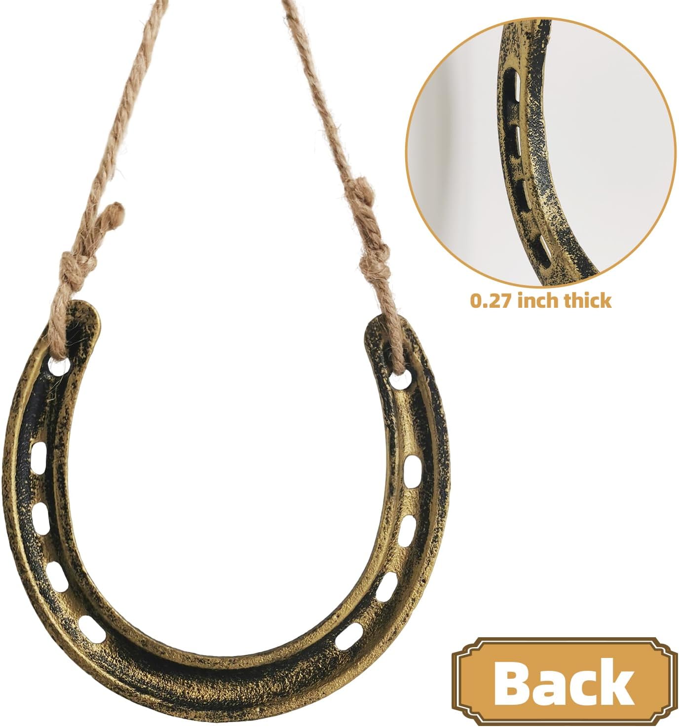 Cast Iron Horseshoe Decor - Lucky Horseshoe Wall Decor - Gold