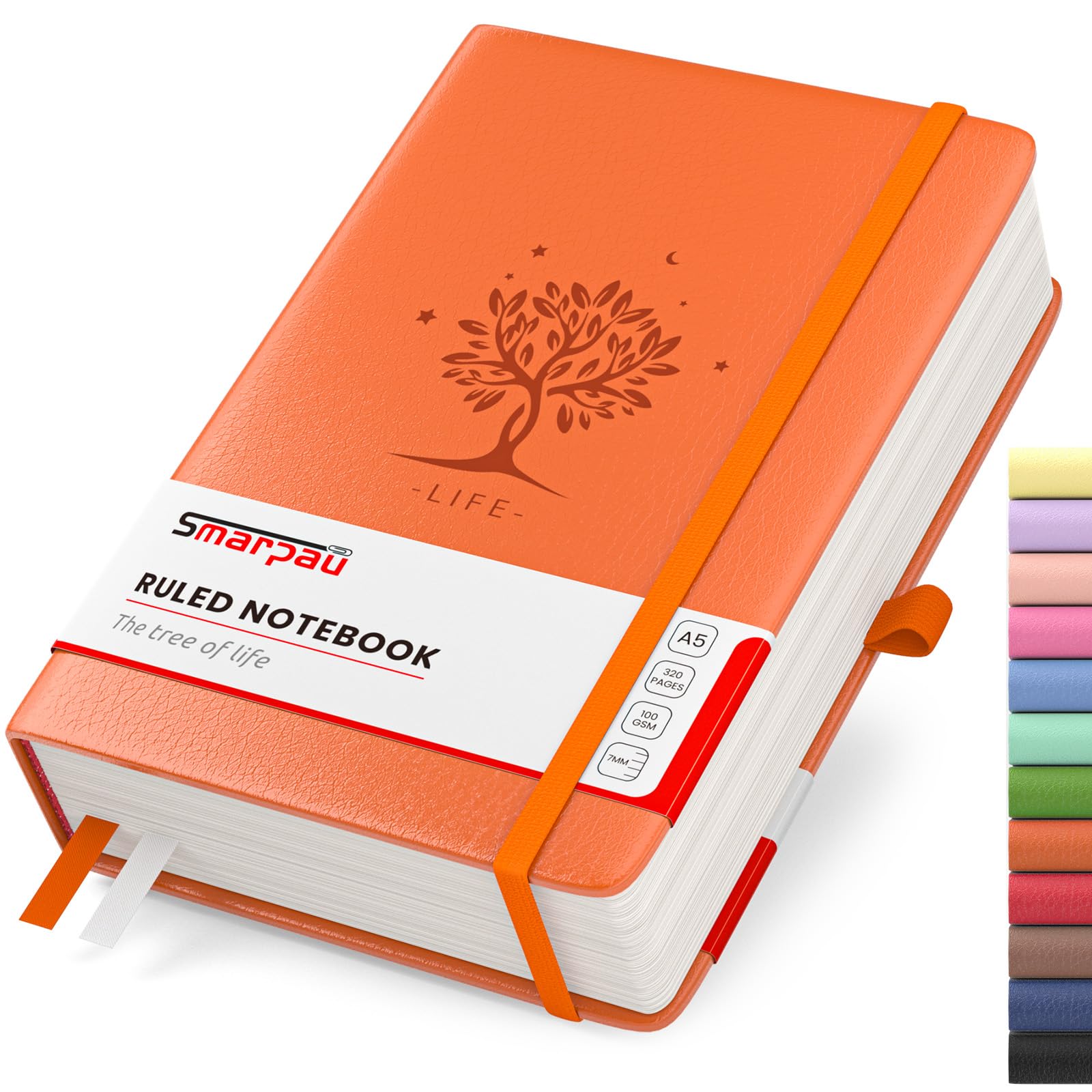 Smarpau A5 Lined Notebook, 320 Pages Thick Hardcover Notebook with Sticky Notes