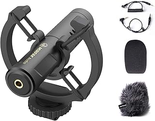 Mirfak N2 On-Camera Microphone Highly Sensitive Cardioid Sound Pickup for DSLR Mobile Phone Camcorders Recorders PC Directional Condenser Microphone and Audio Recorders Portable Life Recorder, Black