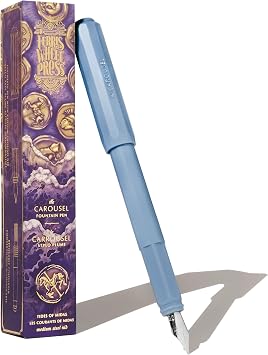 Ferris Wheel Press , Carousel Fountain Pen, Acrylic blend body, Air-sealed click locking cap, Tides of Midas, Sky Blue, Medium Nib