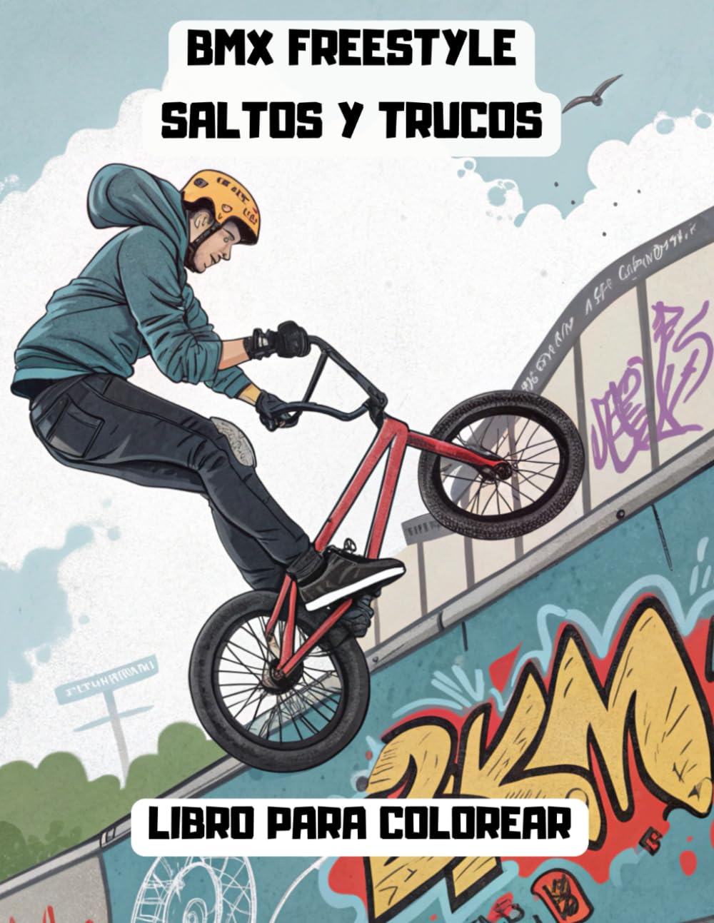 BMX FREESTYLE SALTOS Y TRUCOS LIBRO PARA COLOREAR: PARA TODAS LAS EDADES , AMANTES DEL BMX / DALE COLOR Y DIVERTITE! / 105 PAGINAS