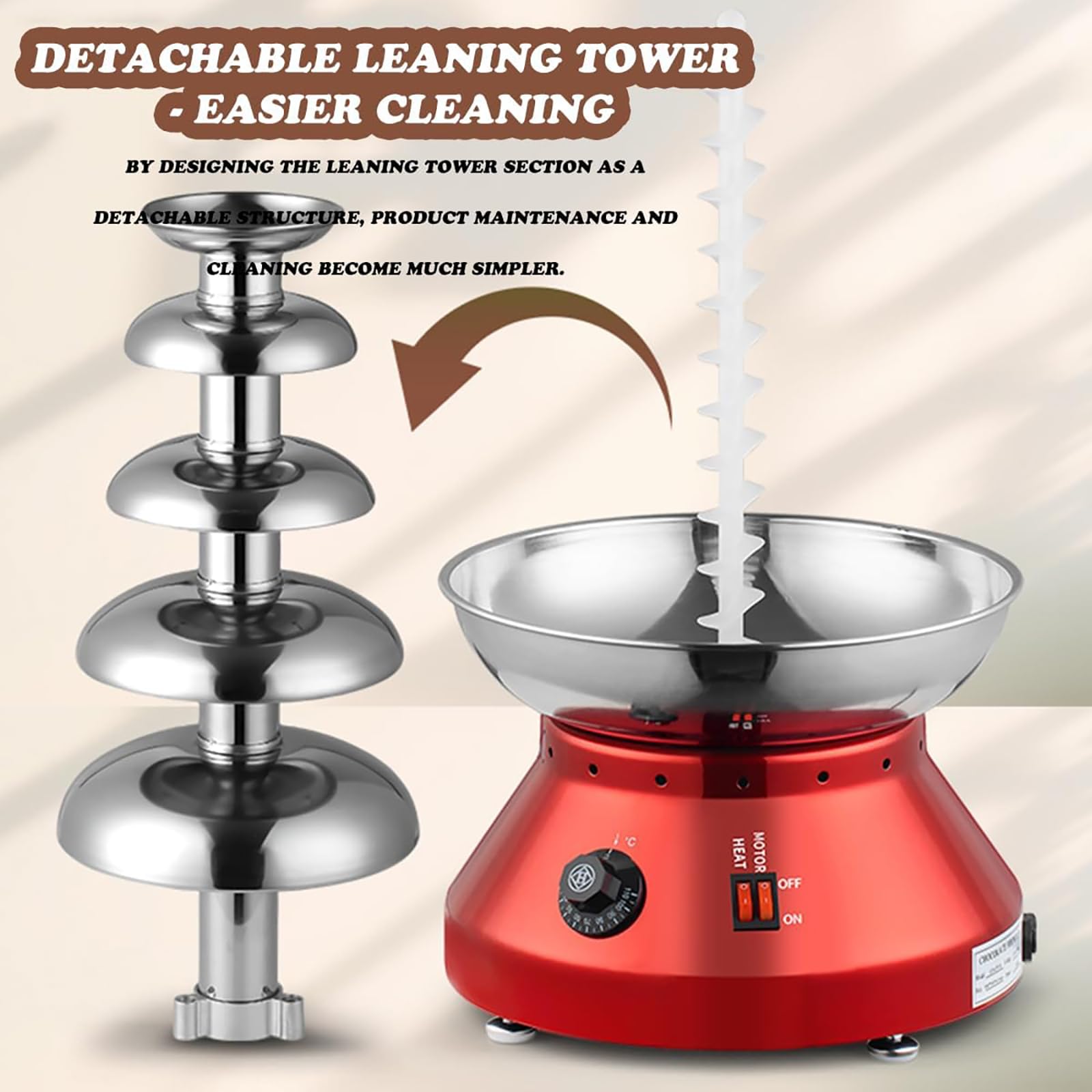 Fondue à chocolat électrique à 4 niveaux avec contrôle de la température pour fêtes et célébrations