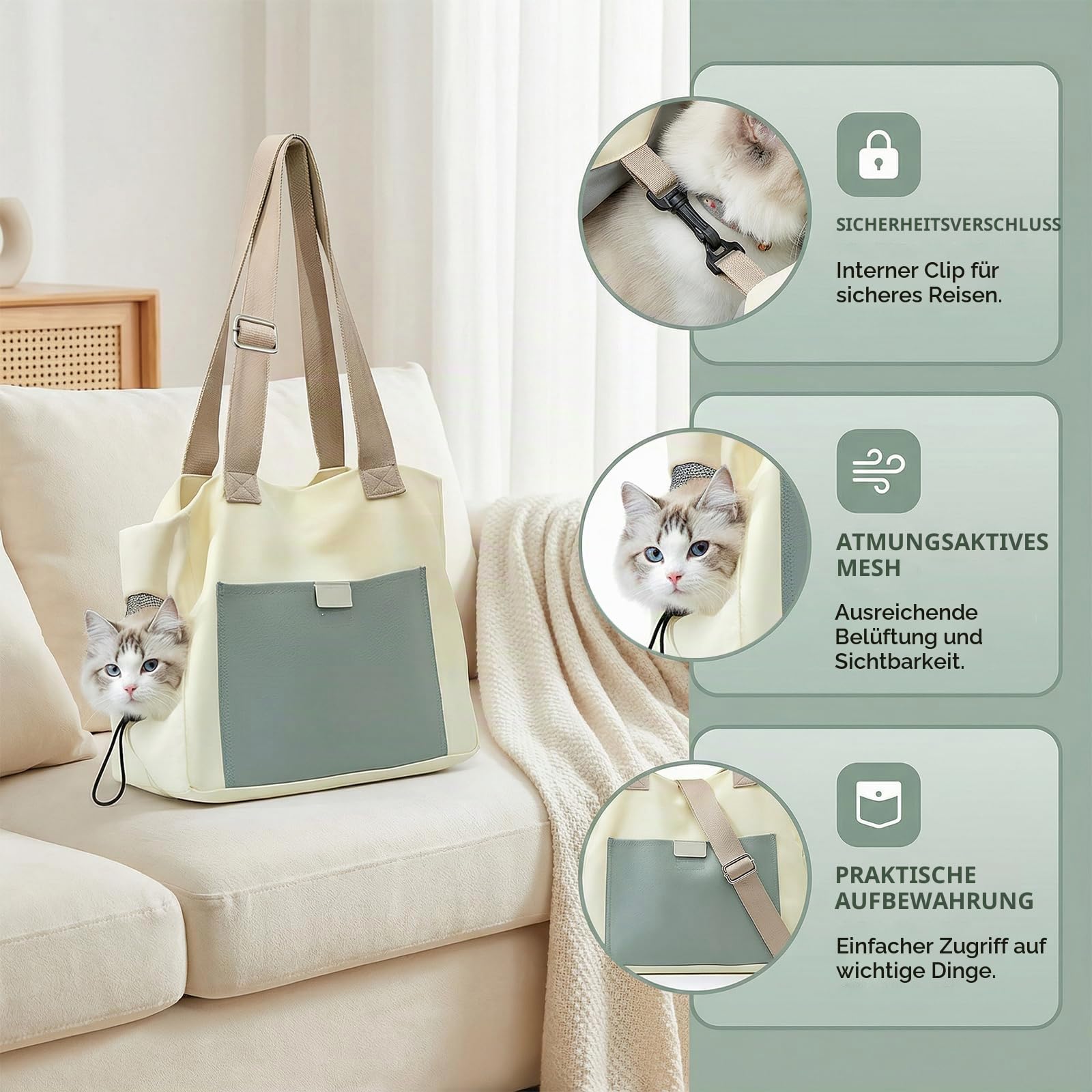Haustiertasche bis 10kg, Tragetasche Katze zum Umhängen, Hundetasche für Kleine Hunde, Kleine Haustiere Transporttasche Canvas Tasche Unisex Umhängetasche Schultertasche