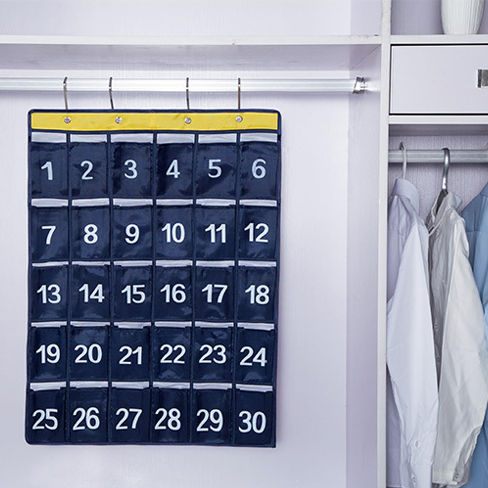 Organisateur Mural 30 Poches Numérotées - Tissu Oxford Imperméable, Dimensions 79x60 Cm, Pour Téléphones, Clés, Petits Objets