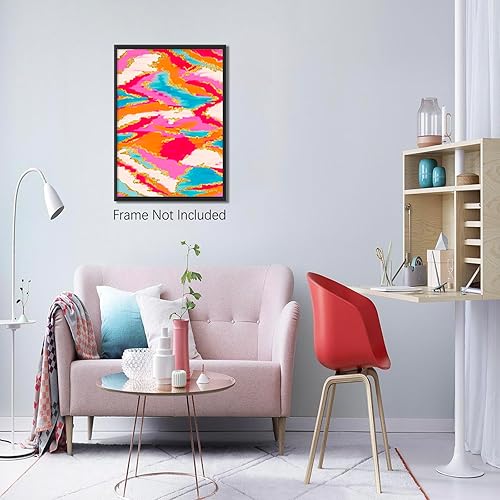 Miniatura 7 de BNGFDV Pintura abstracta rosa y azul, decoración de habitación preparada, lienzo vibrante, arte de pared, decoración de dormitorio universitario,