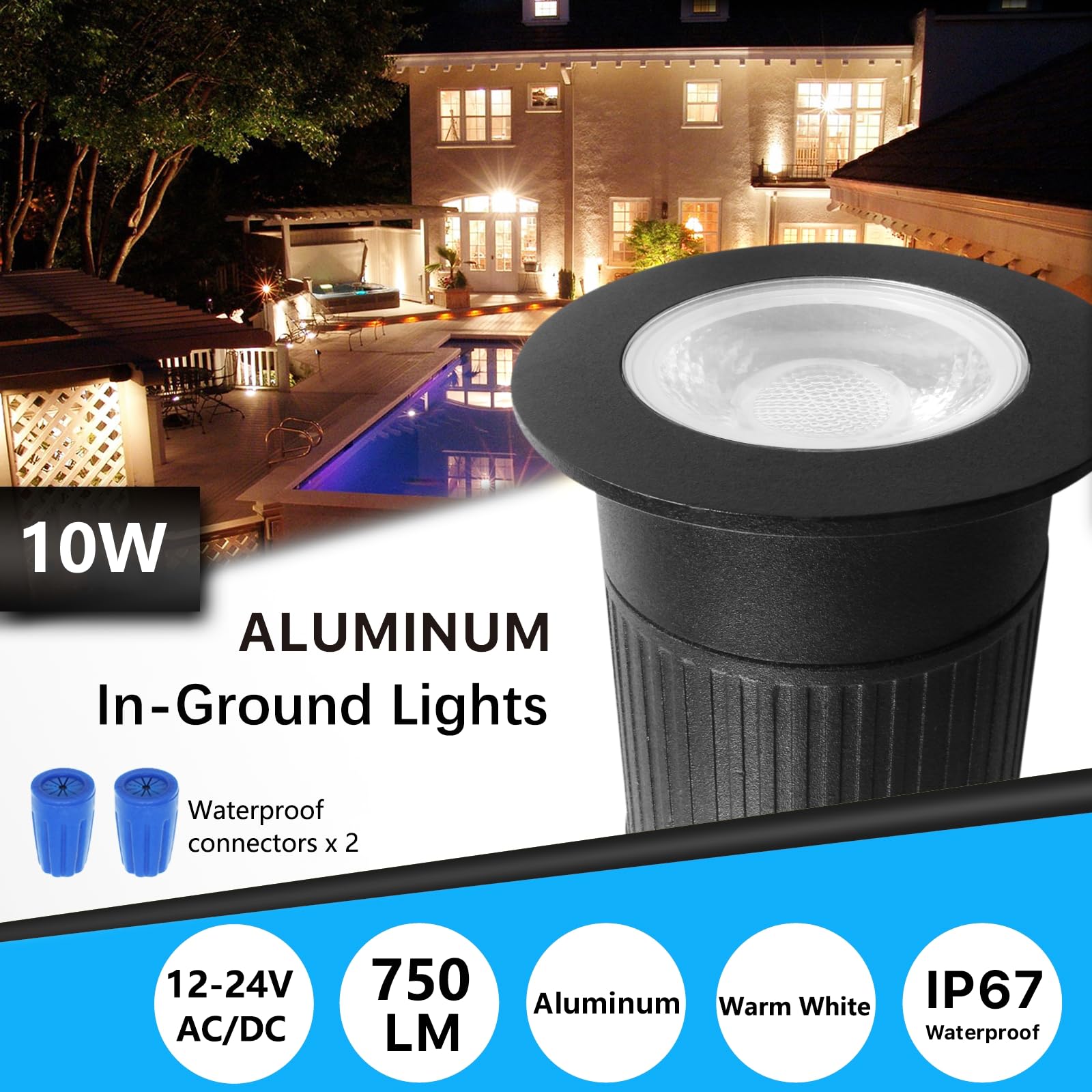 6 Focos Empotrables LED RGBW WiFi - IP67 Impermeables - Para Jardín, Terraza Y Pared - 45mm