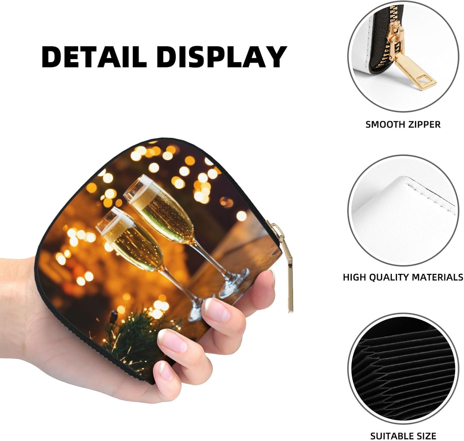 Wine Cup print Wallet Credit Cards Holder Business Card Case for Men Women Compact Size for Adults
