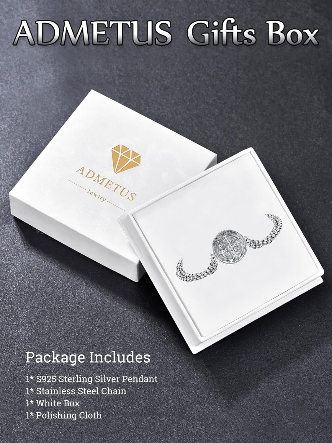 ADMETUS 925 Sterling Silver Patron Saint Bracelets | Amulet Protection Jewelry for Men with Double 7"+2" Rolo Chain - Image 7