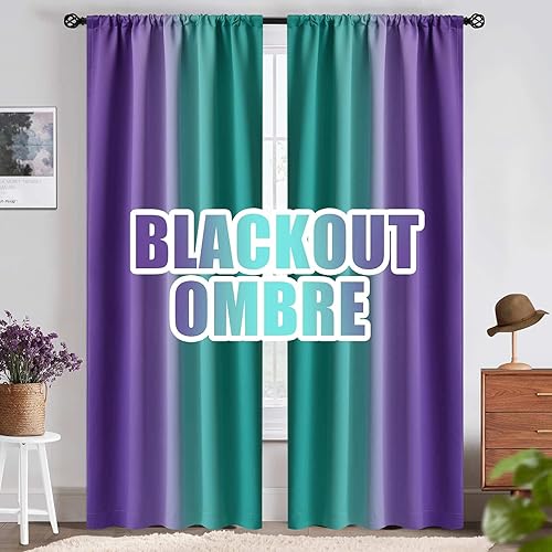 Miniatura 9 de COSVIYA Cortinas degradadas de oscurecimiento de habitación rojo y negro de 63 pulgadas de largo para dormitorio de niños, bloqueo de luz, 2 tonos