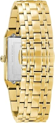 Bulova Men's Futuro Quadra Rectangular Case Yellow Gold-Tone Stainless Steel Watch | 30x45mm | 97D120