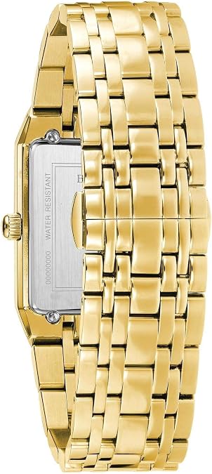 Bulova Men's Futuro Quadra Rectangular Case Yellow Gold-Tone Stainless Steel Watch | 30x45mm | 97D120