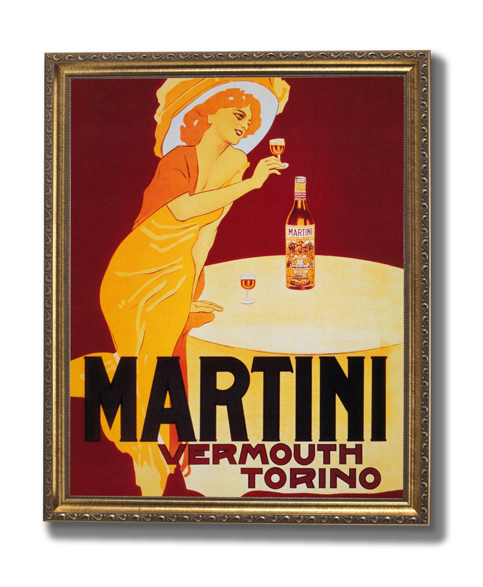 Amazon.com: Martini Liquor Vintage Poster Ad Wall Picture Gold