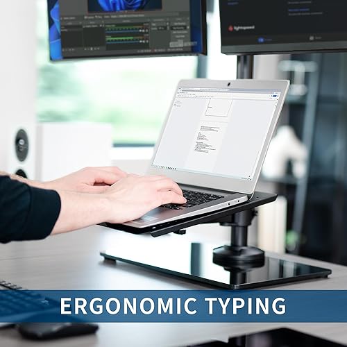 Miniatura 8 de VIVO STAND-V003FGL - Soporte de escritorio independiente con base de vidrio, compatible con monitores de hasta 32 pulgadas y portátiles de 17