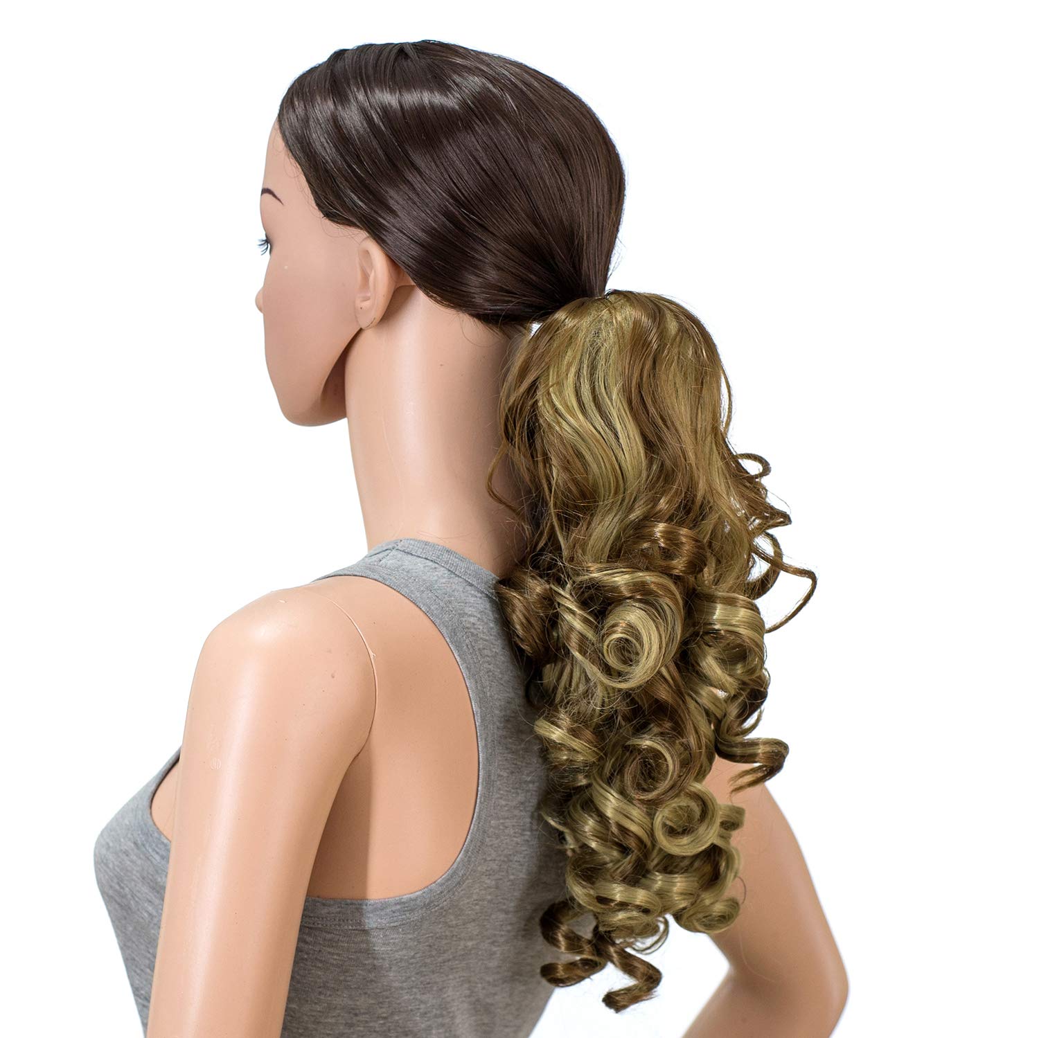 12-Inch Short Screw Curl Claw Clip Ponytail Extension Synthetic Clip Amazon.com : SWACC 12-Inch Short Screw Curls Claw Clip  main image 2