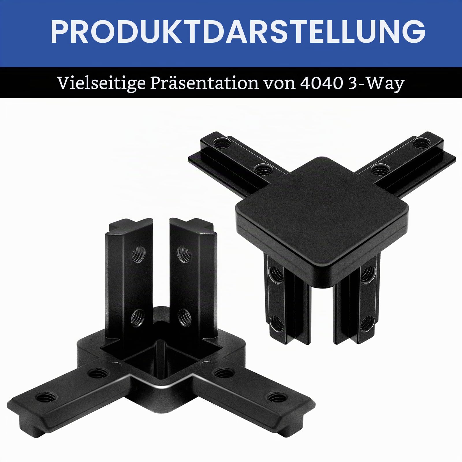 3-Wege Eckverbinder Profilverbinder 4040 Schwarz 12 Stk Europäisch Standard für 40x40 Aluminium Extrusion Profil