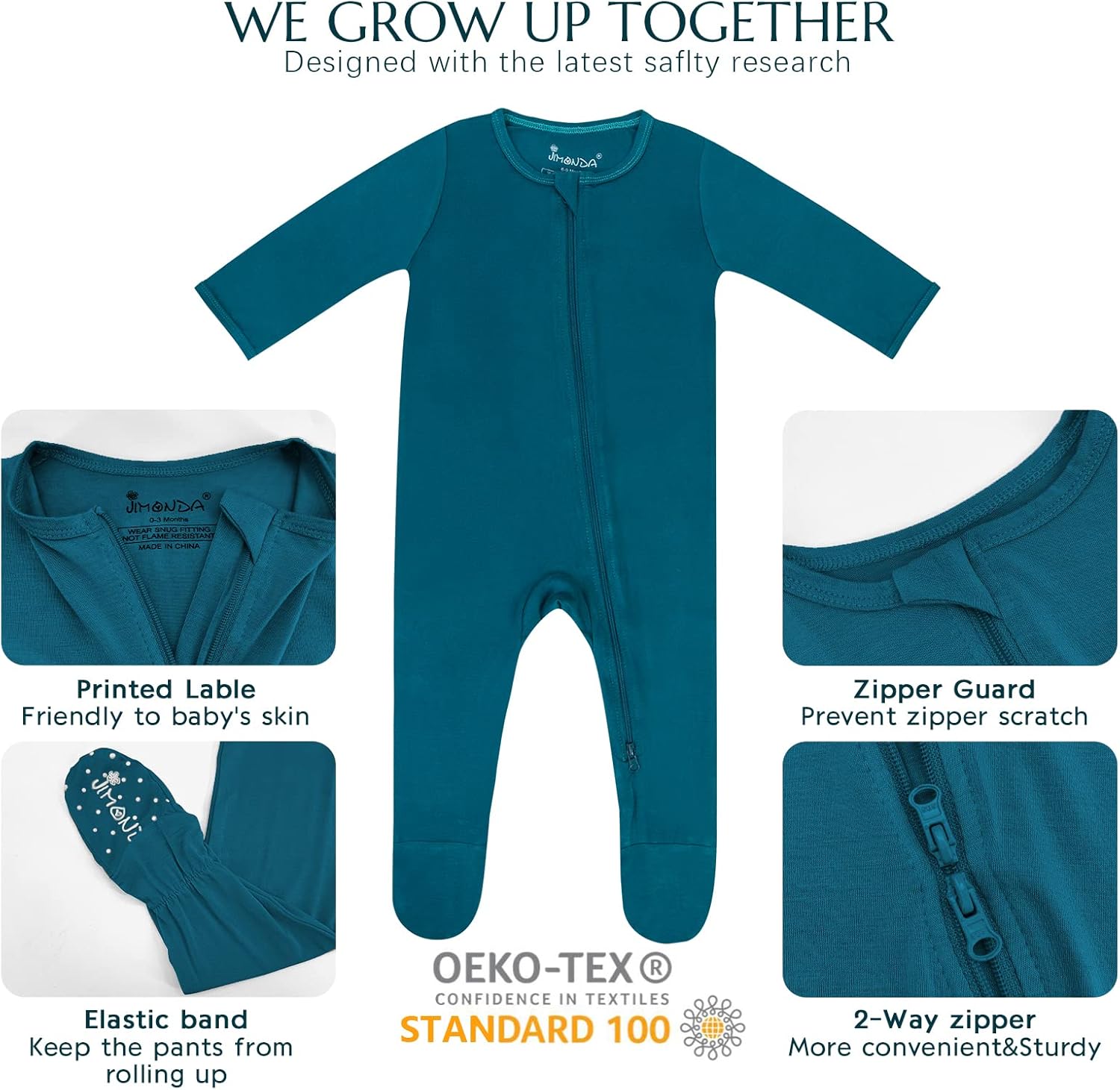 Jimonda Baby Romper Boys Girls Bamboo Pajamas 2-Way Zipper Footed Unisex Zip-Up Sleepers Sleep and Play pjs - Image 4