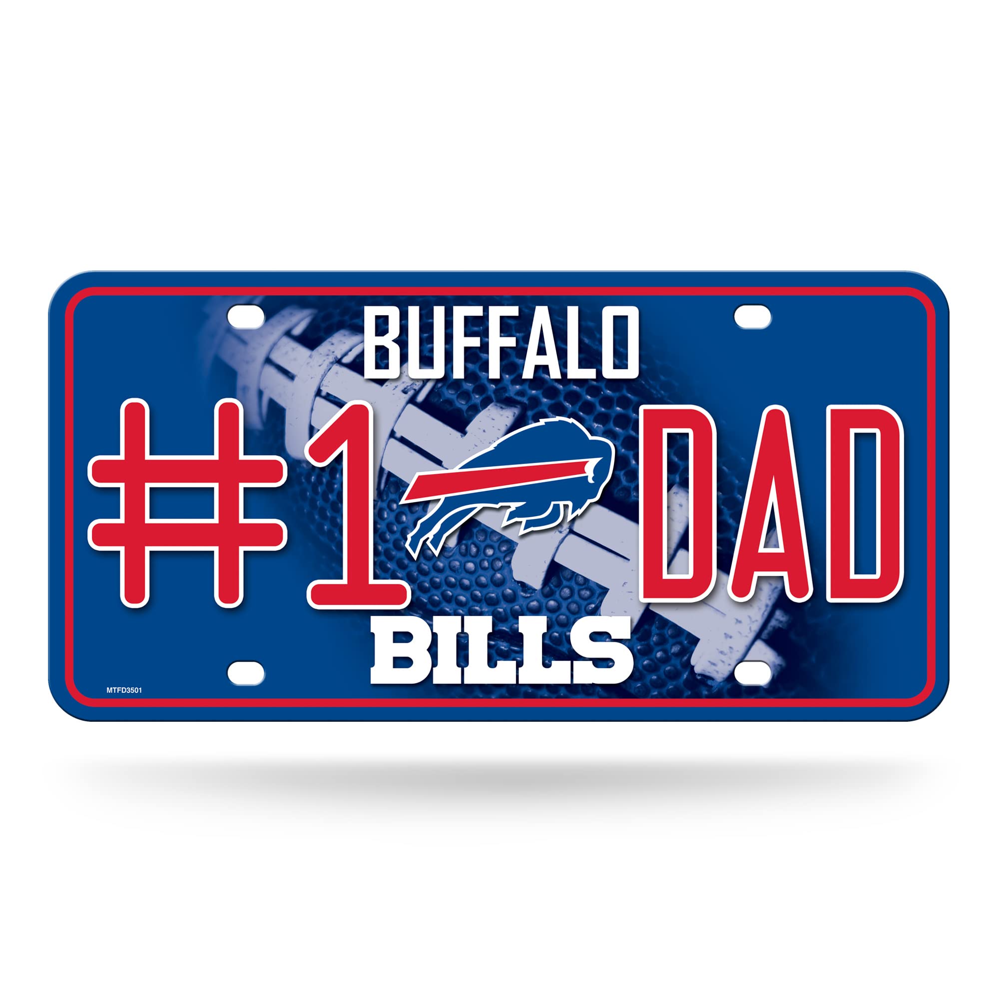Rico Industries NFL Buffalo Bills #1 DAD Metal Tag (#1 Fan) #1 Fan Metal Auto Tag 8.5" x 11" - Great for Truck/Car/SUV