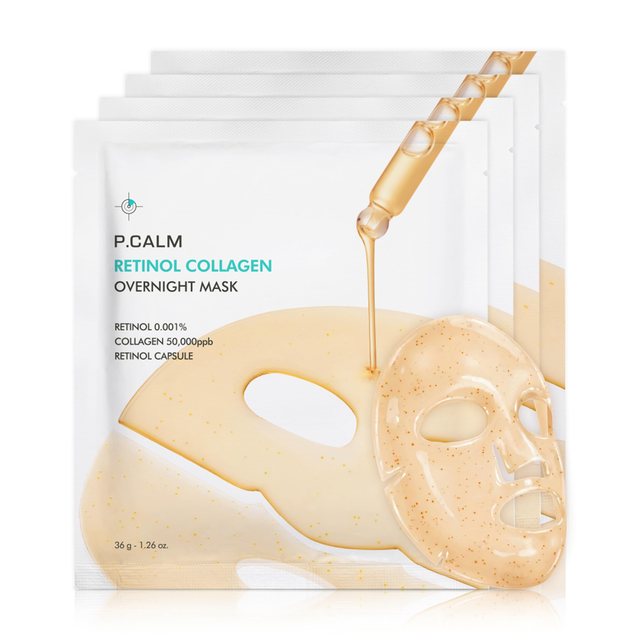 P.CALM Retinol Collagen Overnight Mask - Collagen Mask, Sleeping Mask, Hydrating Overnight Hydrogel Mask, Pore Minimizing, Elasticity, Plumping