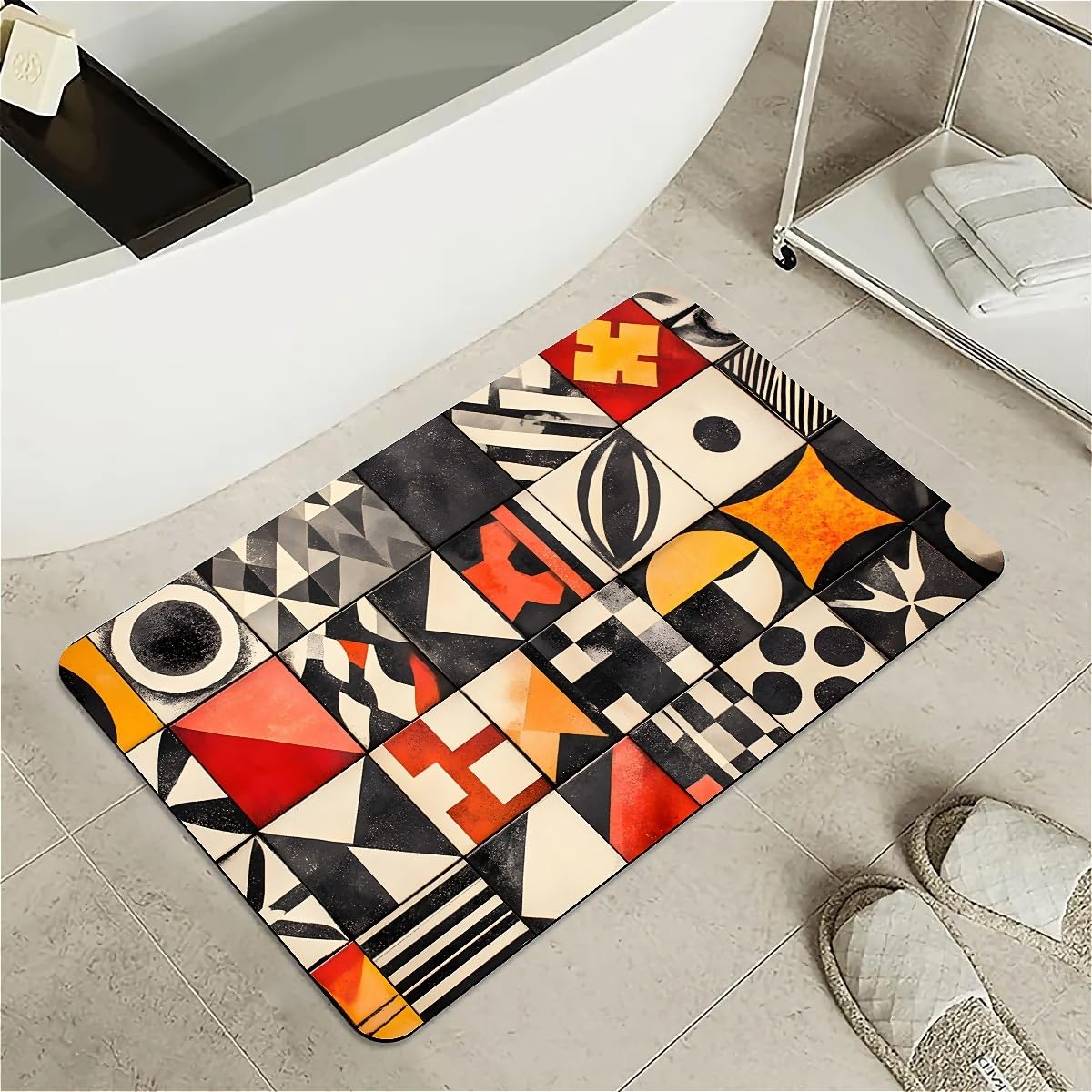 Alfombra de baño de diatomeas geométrica para evitar resbalones en casa