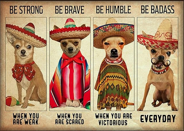 Chihuahua Dog Dog Lover Animals Music Metal Tin Sign Pub Coffee Beer Kitchen Bathroom Door Garden Funny Wall Decor Art Gift Retro Plaque 8x12 Inch