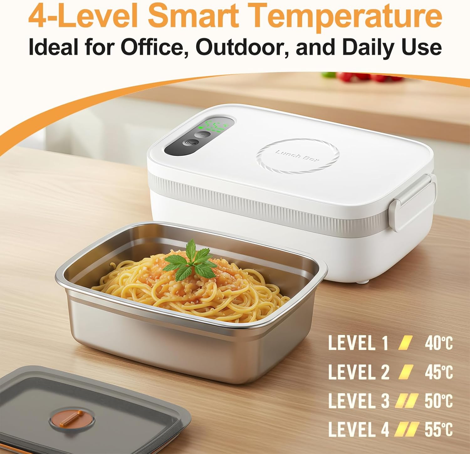Radio Heater Lunch Box Rechargeable Portable Food Warmer with Digital Display and Keep-Warm Function 1L Large Capacity Food Warmer Ideal for Office Camping Travel