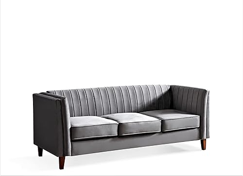Miniatura 3 de Container Furniture Modern Luxury Velvet Couches for Living Room with High Density Foam, Soft Fabric Upholstery, Removable Cushions and Solid Wood