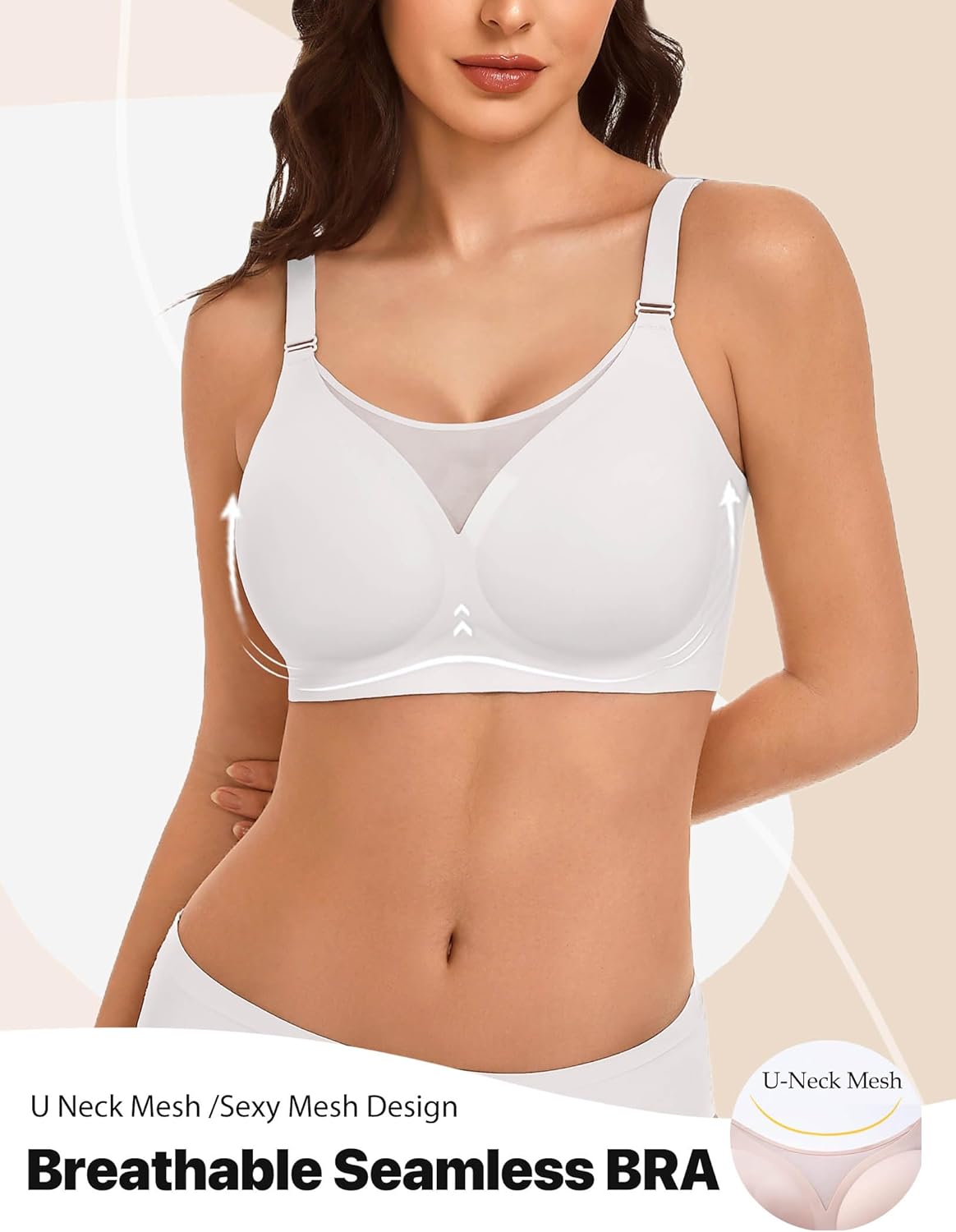 Avidlove Wireless Bras for Women Seamless Push Up Full Coverage Bra Mesh Comfy Bralette Tshirt Everyday Bras - Image 2