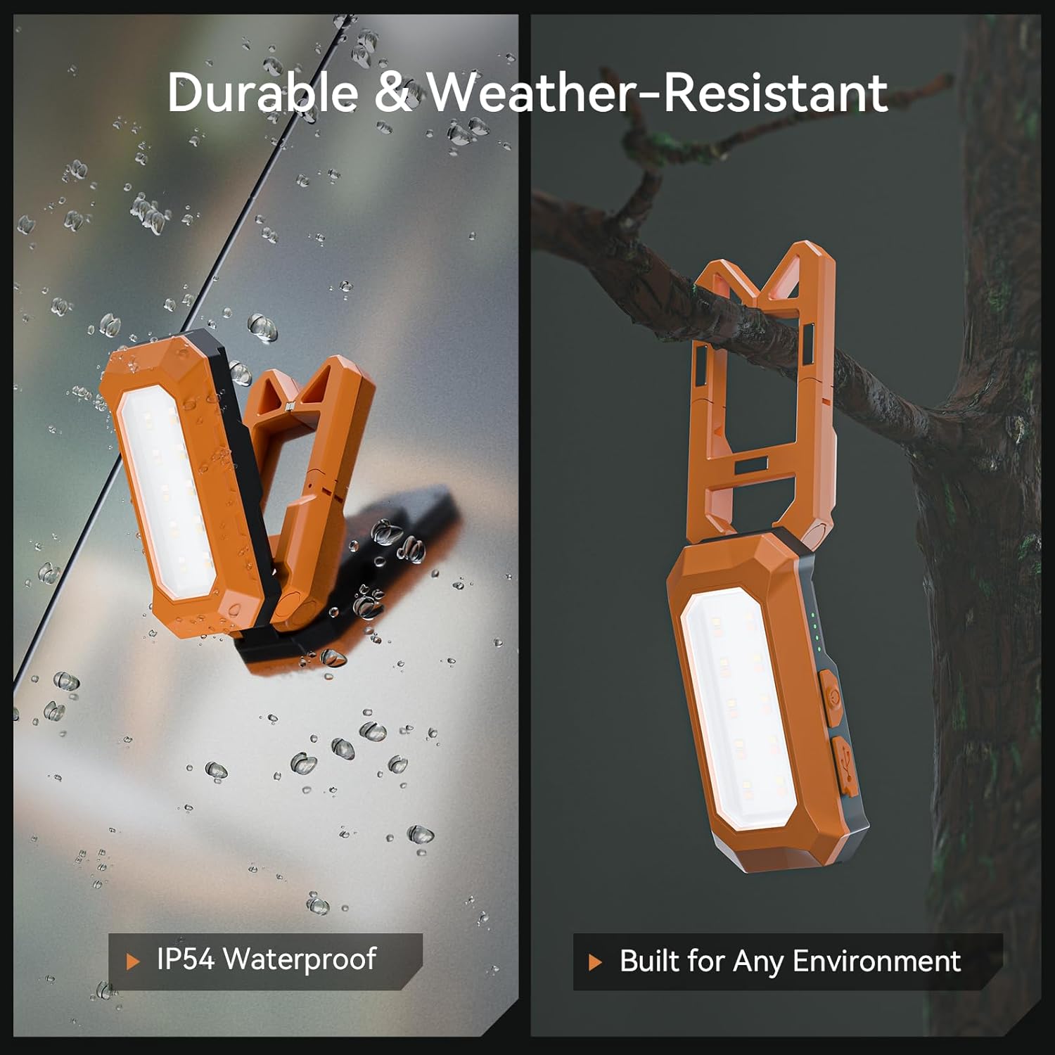 Rechargeable LED Work Light Cordless, 3000K-6500K CCT 500 Lumen, 40Hour Max, Adjustable 180° Stand IP54 Waterproof Compact Portable Job Site Lighting for Auto Repair DIY Outdoor Camping, Gift for Man - Image 7