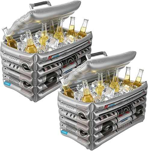 Paquete de 2 enfriadores inflables Boombox, estilo de los años 8090, decoración de caja de boom inflable, contenedores de bebidas, enfriadores de