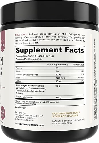 Miniatura 8 de Polvo de péptidos de colágeno múltiple tipo I, II, III, V, X Polvo de proteína de colágeno múltiple con ácido hialurónico, biotina, vitamina C