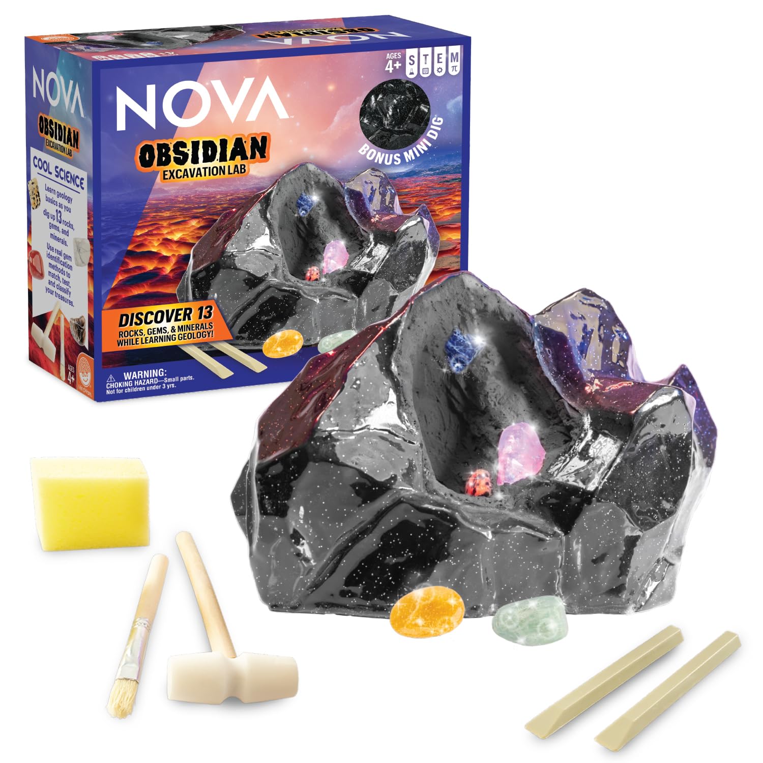 0622141   72＊90ミリ水晶共生瑪瑙置物セット　コースター Amazon.com: Gem Dig Kit for Kids Ages 4+ - NOVA Obsidian