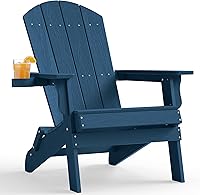 Vista 36 de YEFU Silla Adirondack, silla Adirondack de plástico de gran tamaño, sillas plegables para exteriores con soporte para tazas, silla de césped
