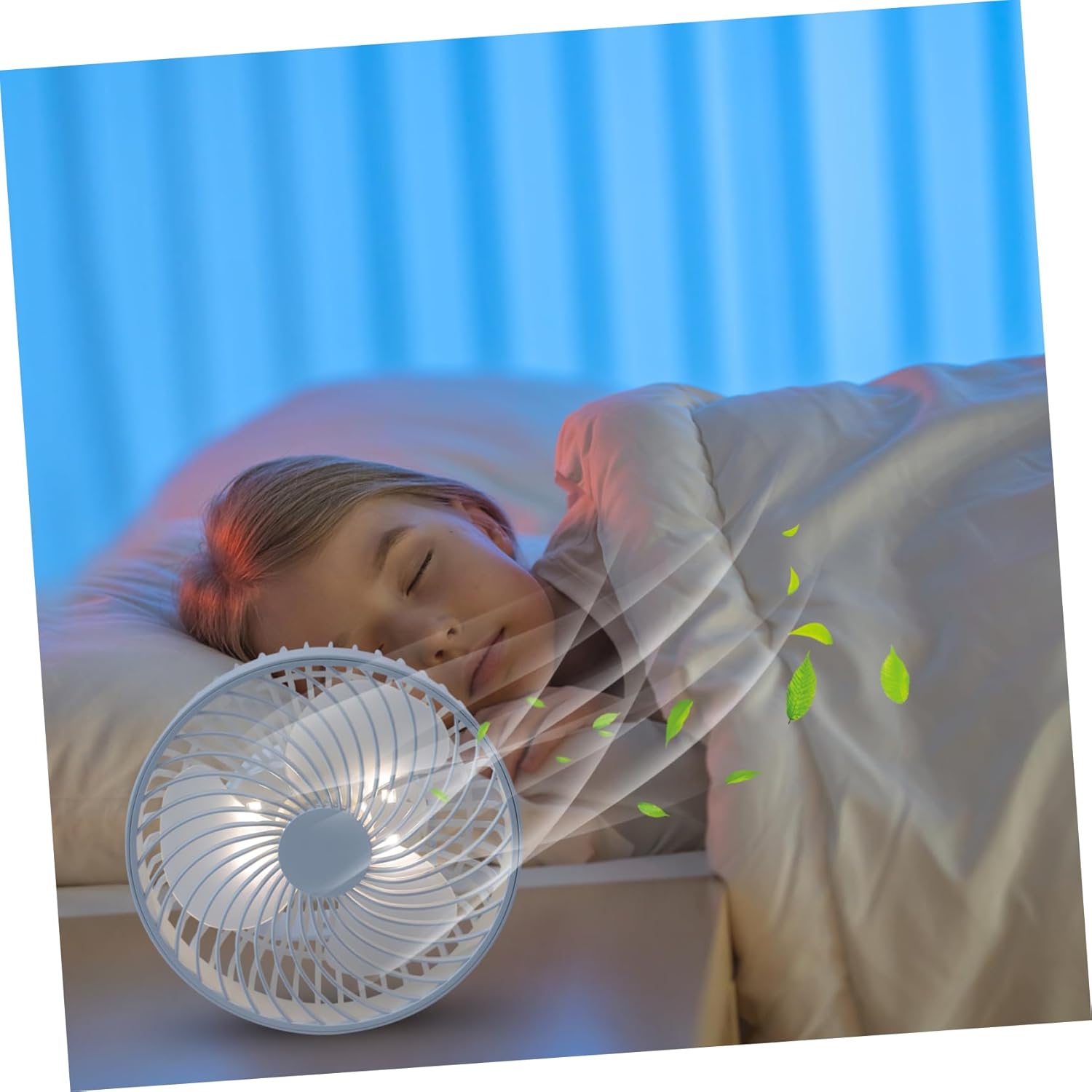 Zerodeko Pcs Silent Fan Speed Modes Night Light Compact Desk Fan for Office Study Travel