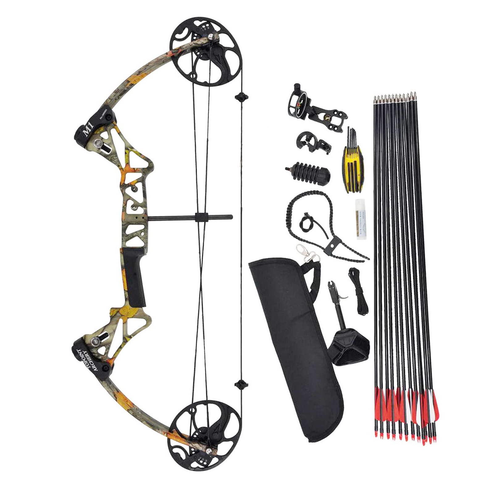 Compound Bow Set Adjustable Draw Weight 19-70 lbs IBO 320FPS, Hunting Target Practice Pulley Bow Right Hand with Archery Hunting Equipment for Adults and Youth Composite Bow